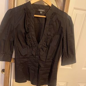 Bebe Black Ruffle Shirt Size M
